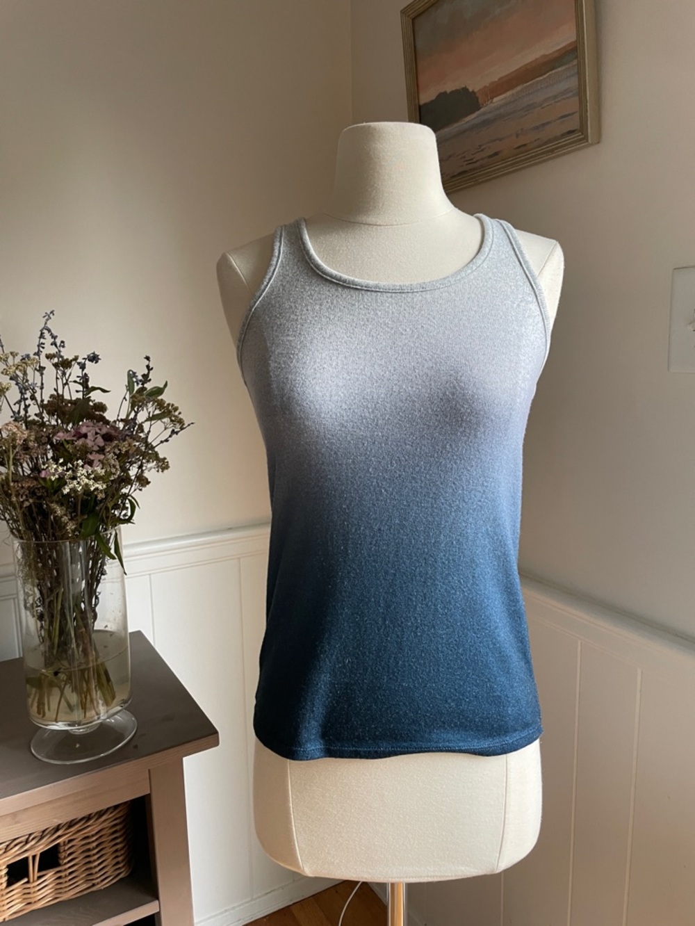 LUCKY BRAND Silver to Navy Ombre Tank Top S